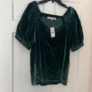 Loft forest green velvet top